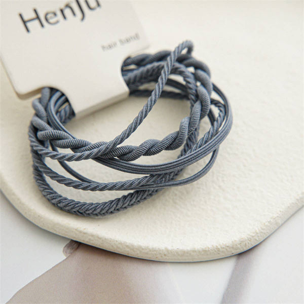 4PCS/SET SUPER STRETCHY ELASTIC SIMPLE HAIR TIES_CWAHA0334: COFFEE / (OS) 3