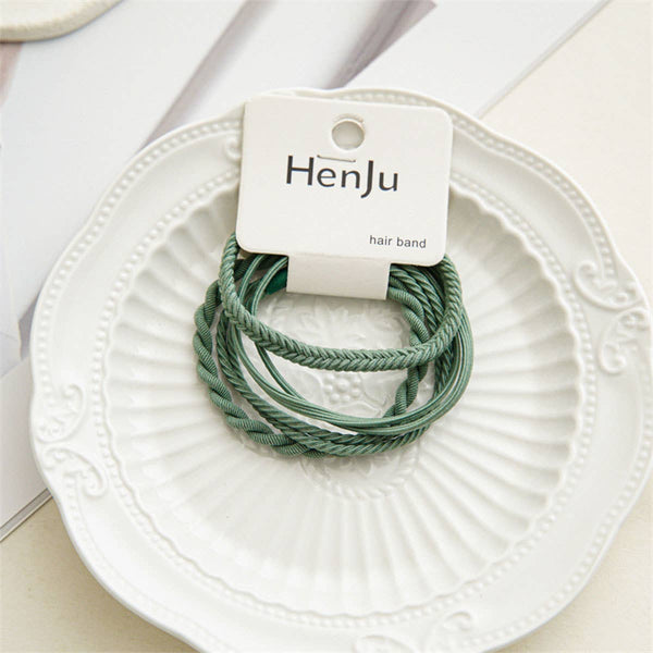 4PCS/SET SUPER STRETCHY ELASTIC SIMPLE HAIR TIES_CWAHA0334: COFFEE / (OS) 3
