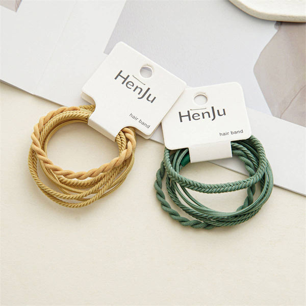 4PCS/SET SUPER STRETCHY ELASTIC SIMPLE HAIR TIES_CWAHA0334: COFFEE / (OS) 3