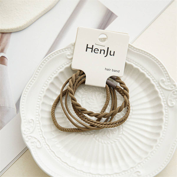 4PCS/SET SUPER STRETCHY ELASTIC SIMPLE HAIR TIES_CWAHA0334: COFFEE / (OS) 3