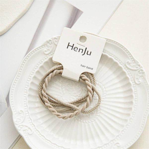 4PCS/SET SUPER STRETCHY ELASTIC SIMPLE HAIR TIES_CWAHA0334: COFFEE / (OS) 3