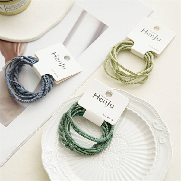 4PCS/SET SUPER STRETCHY ELASTIC SIMPLE HAIR TIES_CWAHA0334: COFFEE / (OS) 3