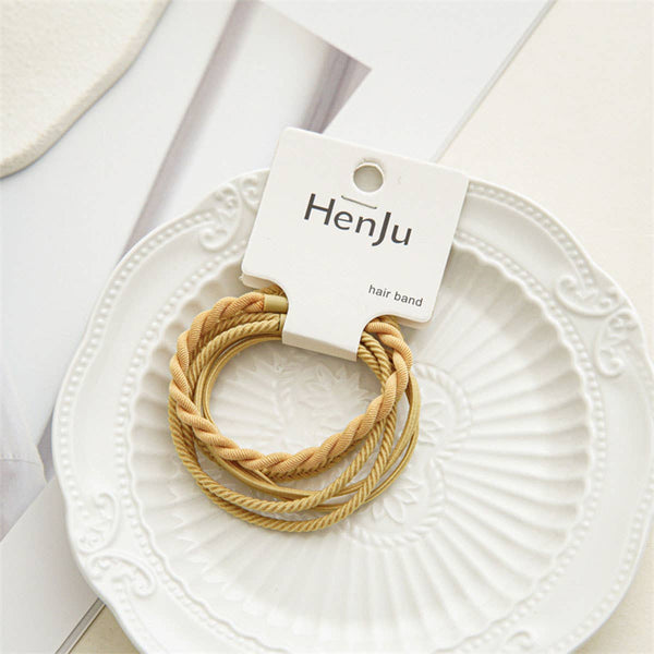 4PCS/SET SUPER STRETCHY ELASTIC SIMPLE HAIR TIES_CWAHA0334: COFFEE / (OS) 3