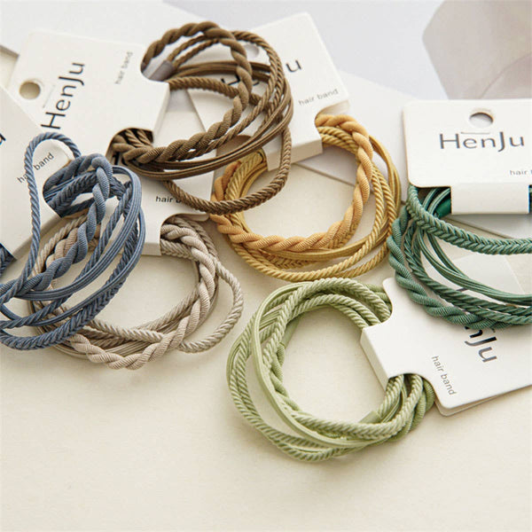 4PCS/SET SUPER STRETCHY ELASTIC SIMPLE HAIR TIES_CWAHA0334: COFFEE / (OS) 3