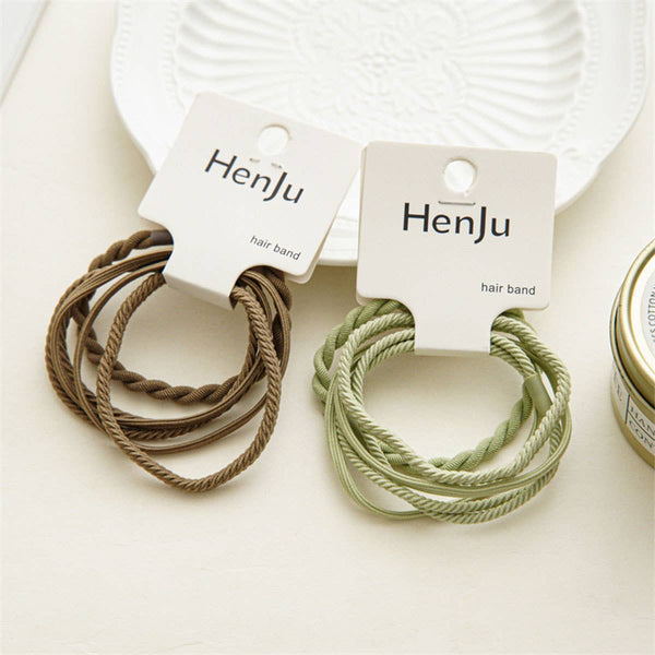 4PCS/SET SUPER STRETCHY ELASTIC SIMPLE HAIR TIES_CWAHA0334: COFFEE / (OS) 3