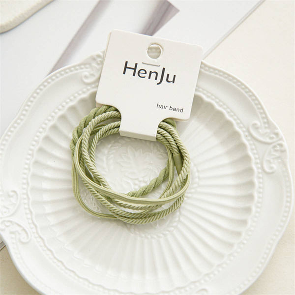 4PCS/SET SUPER STRETCHY ELASTIC SIMPLE HAIR TIES_CWAHA0334: COFFEE / (OS) 3