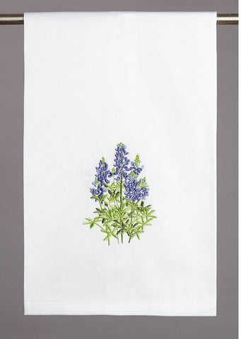 Embroidered Blue Bonnet Kitchen Towel in