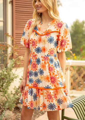 Sunny Daze Floral Puff Sleeve Dress
