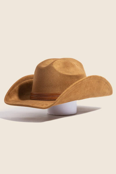 Double Belt Faux Suede Cowboy Hat: IV