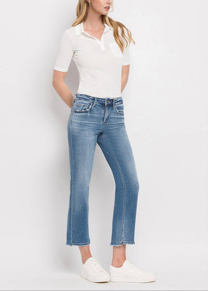 Mid Rise Crop Straight Leg Jeans by Flying Monkey