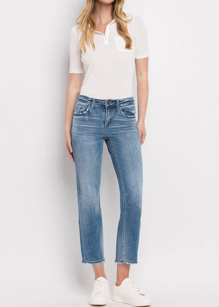 Mid Rise Crop Straight Leg Jeans by Flying Monkey