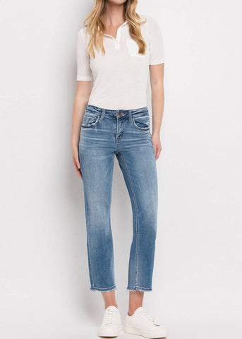 Mid Rise Crop Straight Leg Jeans by Flying Monkey