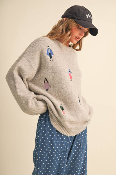 Super Soft Embroidered Sweater in Oatmeal