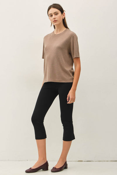 CASHMERE BLENDED SHORT SLEEVE SWEATER  : SLATE BLUE / M
