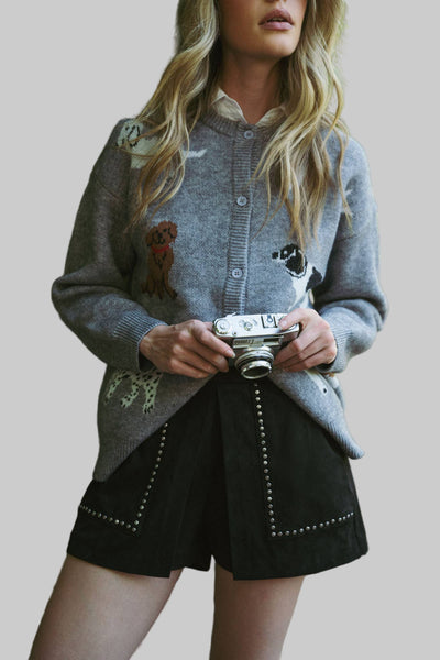 Dog Gone Cozy Graphic Cardigan Sweater