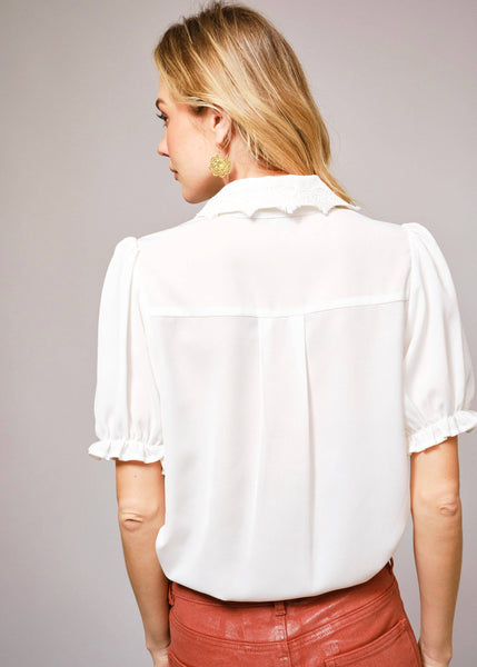 Betty Boots Cactus Print Lace Collar Blouse