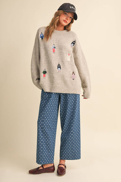 Super Soft Embroidered Sweater in Oatmeal