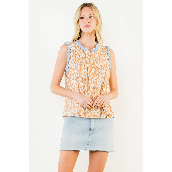 Sleeveless Abstract Pattern Top