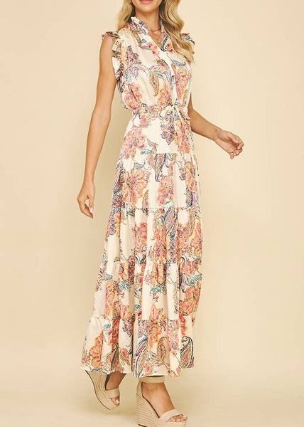 Floral Print Tiered Maxi Dress