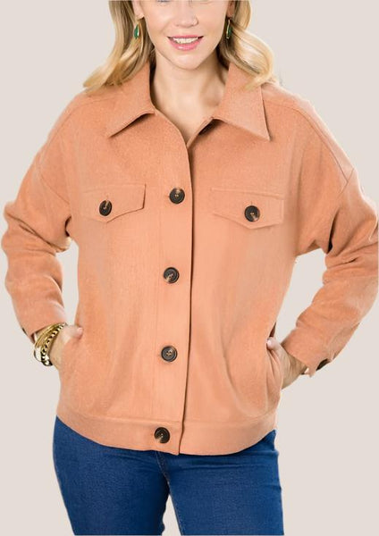 Light Pumpkin Brushed Twill Button Down Jacket~ FINAL SALE