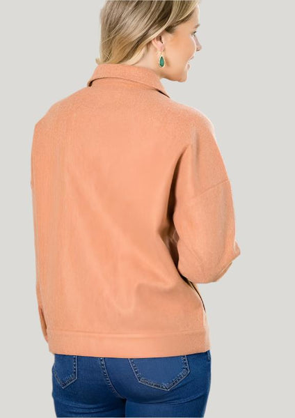Light Pumpkin Brushed Twill Button Down Jacket~ FINAL SALE