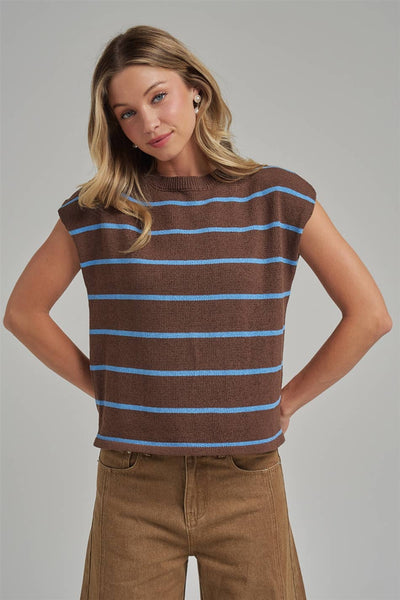 Chocolate Striped Fall Transitional Knit Top