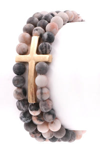 Semi precious stone metal cross bracelet