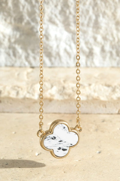 Clover Pendant Necklace  in White