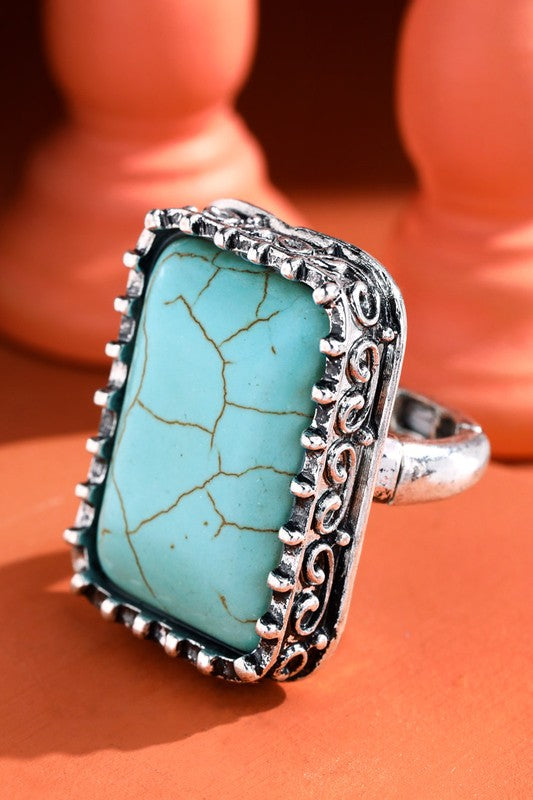 Large Faux Turquoise Statement Ring