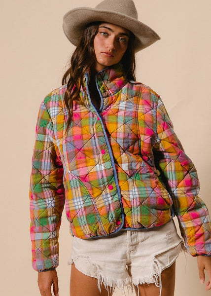 Vintage Vibes Plaid Quilted Jacket
