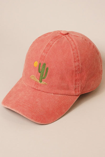 Southwestern Cactus Embroidered Ball Cap Hat