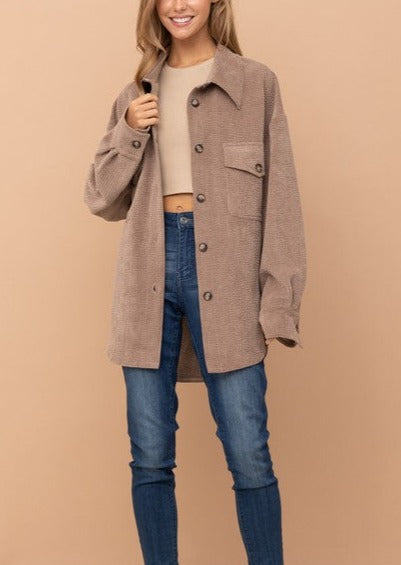 Copy of Soft and Cozy Corduroy Shirt Jacket in Brown
