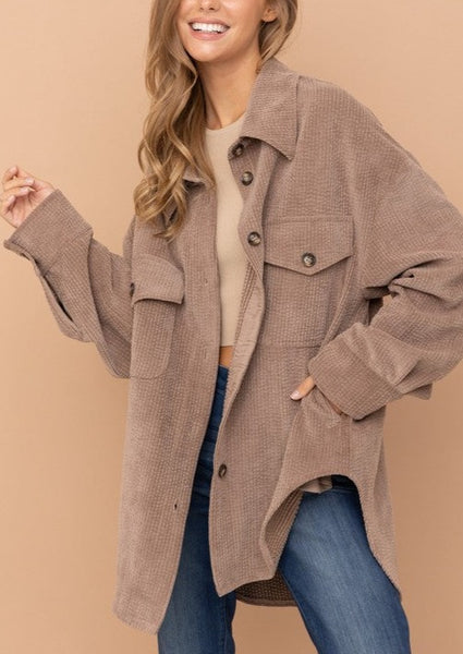 Copy of Soft and Cozy Corduroy Shirt Jacket in Brown