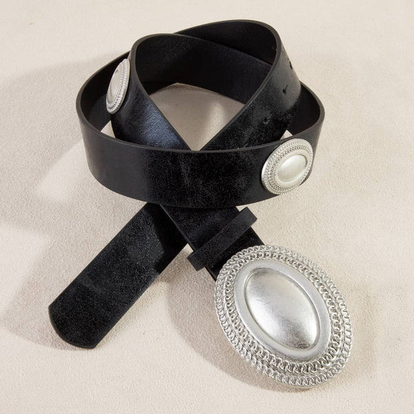 Western Ornate Ovals Vegan Leather Belt: GBR