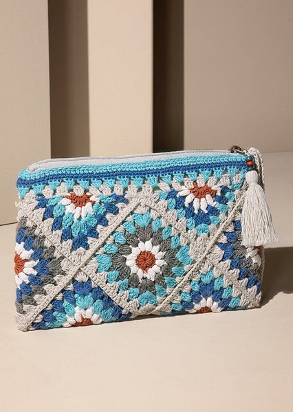 Tile Pattern Crochet Wristlet with Tassel