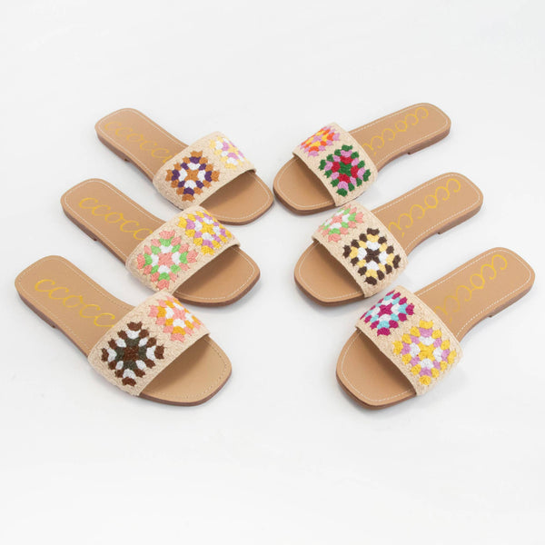 REEF SQUARE CROCHET SLIDE: LAVENDER/GREEN / 5.5