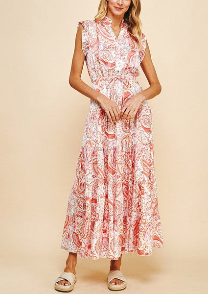 Elegant Paisley Tiered Maxi Dress~FINAL SALE