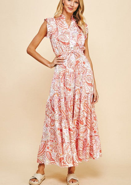 Elegant Paisley Tiered Maxi Dress~FINAL SALE