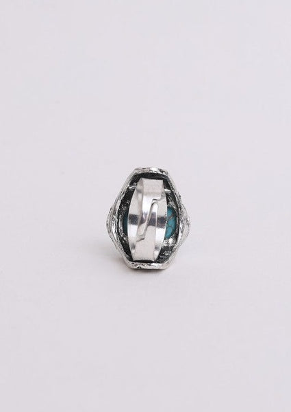 Bohemian Oval Cut Adjustable Turquoise Ring