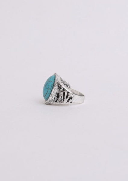 Bohemian Oval Cut Adjustable Turquoise Ring