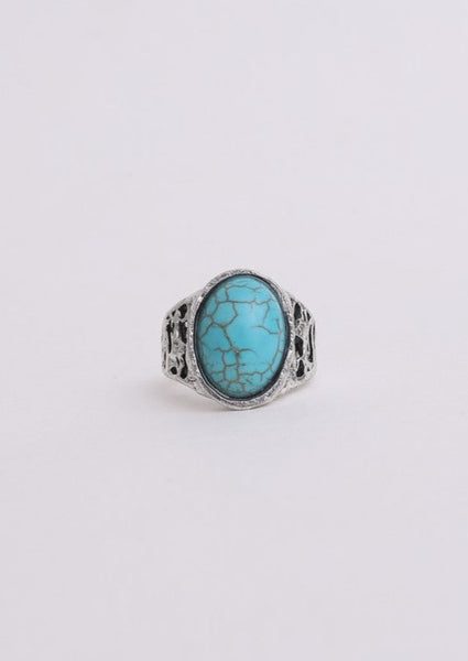 Bohemian Oval Cut Adjustable Turquoise Ring