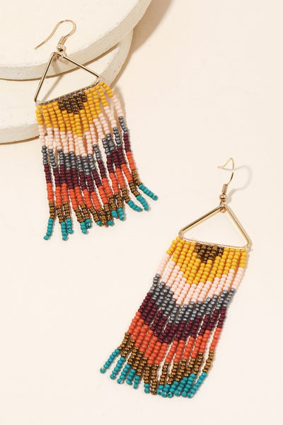 Triangle Fringe Beaded Earrings