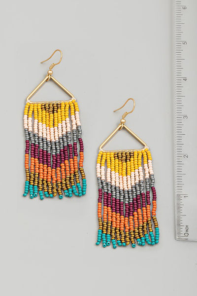 Triangle Fringe Beaded Earrings