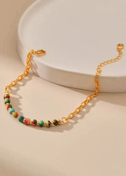 Colorful Beaded 18K Gold Plated Adjustable Bracelet