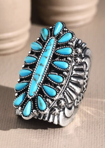 Intricate Stone Cuff Ring