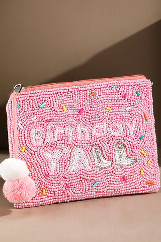 Birthday Y'all Beaded Credit Card Coin Purse