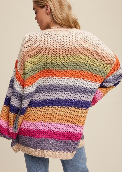 Chunky Knit Multi Color Oversized Cardigan