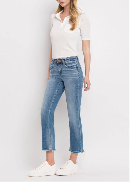 Mid Rise Crop Straight Leg Jeans by Flying Monkey