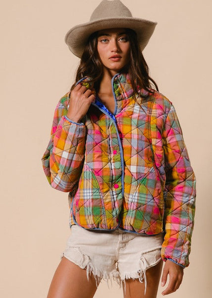 Vintage Vibes Plaid Quilted Jacket