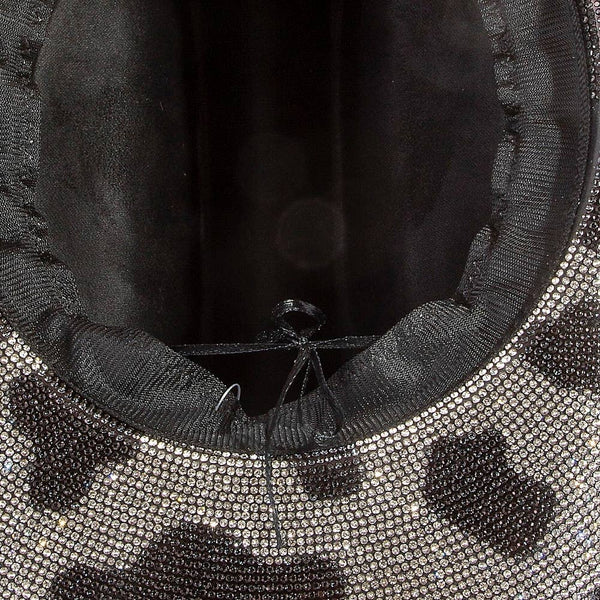 Pave Rhinestone Studded Cow Pattern Cowboy Hat: BK